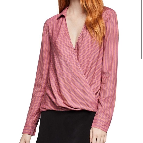 BCBGeneration deep v Striped crossover Blouse - Picture 1 of 6